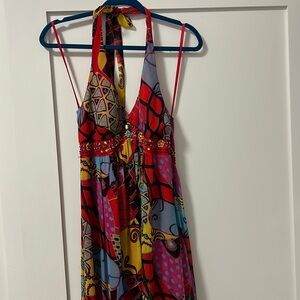 Flowy halter silk dress